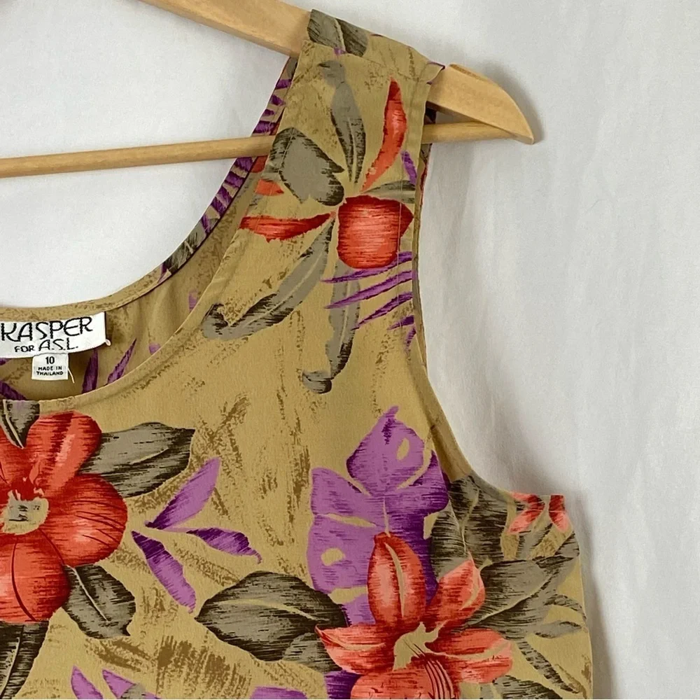 Kasper For A.S.L. Floral Sleeveless Tank Top Multicolor Size 10 - Picture 6 of 16